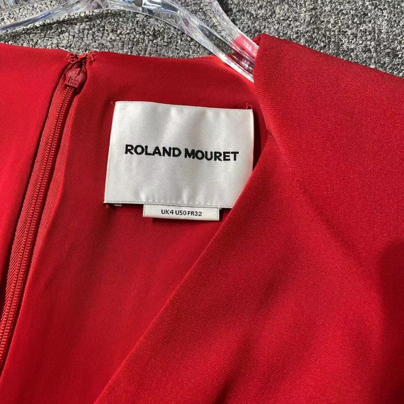 ROLAND MOURET - LONG SLEEVE LIGHT CADY MAXI DRESS - Picture 4 of 6